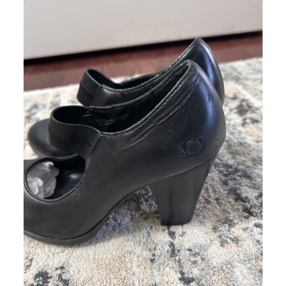 Born Mary Jane Black Leather Pump Heel Women’s 6 Preppy Classy - Picture 7 of 9
